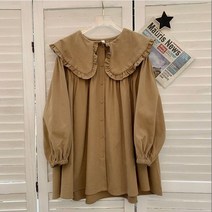 POMTOR 빅 프릴 퍼프소매 롱 남방