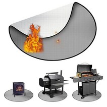 UBeesize 알루미늄 도금 화덕 매트 야외 그릴용 대형 96.5cm(38인치) 원형 벽난로 실외 및 실내용 4중 레이어 그릴 BBQ 밑용 방수 내유성 246396, 38