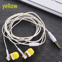 귀 안아픈 고품질 유선 이어폰 스테레오 인이어 3.5mm 나일론 직조 케이블 이어폰 헤드셋 마이크 포함 노, 06 YELLOW