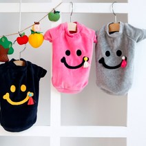 [코코파파] 스마일 벨로아/북유럽감성 프렌치스타일 강아지옷 강아지티셔츠, 그레이