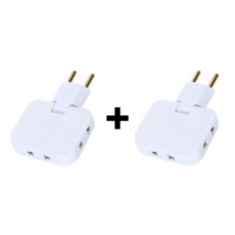 EU US 유럽 중국 돼지코 플러그 한국 변환 멀티 어댑터 110v 220v 3in1 틈새 2개 구성, 1. 화이트 2개