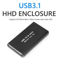 외장하드 외장HDD MSATA USB 3.0 SSD 케이스 하드 디스크 드라이브 인클로저 어댑터 알루미늄 합금 외장 박스 미니 Sata 3.1 C 타입