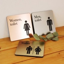 아크릴마트 화장실표지판 메탈표시판 restroom 마크 로고 안내판 아크릴주문제작 팻말 관계자외출입금지, 메탈 정사각 (남성), 핑크