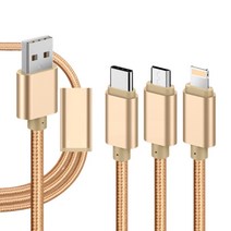 3in1 멀티 메탈 충전 케이블 10개입 USB 아이폰 8핀 5핀 C타입 opp개별포장 pc방 모텔 호텔 케이블, 실버10p