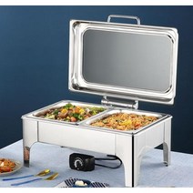 음식 보온기 반찬 짜장 온도조절 급식 차핑디쉬 핫탑, 높은 발 전체 유리 커버 온도 조절기 9L 두 구획