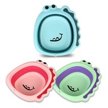 공룡 접이식 세수대야 유아동세수대야 다용도대야 접이식대야 바구니 목욕용품 주방대야 설거지통 족욕 바가지, WB-01핑크