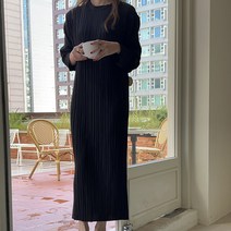 퍼니걸스 6069 라운드 플리츠 주름 롱 원피스 여성의류