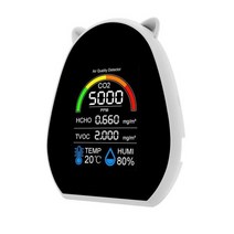 측정기 공기질 알리미 공기 5 In 1 CO2 미터 대기 질 모니터 이산화탄소 HCHO 가스 감지기 다기능 디지털 온도 습도 센서 테스터, WHITE