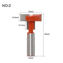 라우터 비트 12mm 생크 품질 T-슬롯 및 T-트랙 슬로팅 라우터 비트 목공 치즐 커터 도매 가격 1 개, 02 NO2