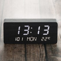 플라이토 우드 LED 데이트 탁상시계 + USB 아답터, 블랙