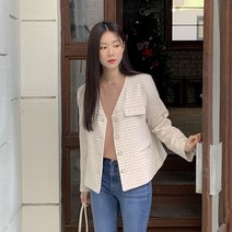 [제작] 쥴레앙 노카라 트위드 자켓 68848 빅사이즈 여성의류