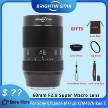 밝은 별 60mm F2.8 APS-C 슈퍼 매크로 2:1 확대 수동 렌즈 소니 E FE 니콘 Z 후지 X FX 캐논 EOS M M4/3