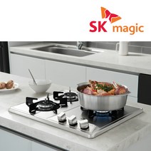 NEW SK매직 3구 빌트인 쿡탑 약불 조절 가스레인지 GRAB3FDD 560x430-440, LPG, 배송만