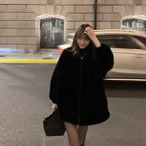 여성 에코 퍼 자켓 숏 하프 반 코트 인조 페이크 밍크 모피 블랙 털 아우터 SY