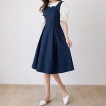 스타일온미 명품핏 SS 하트넥 레이어드 플레어 원피스