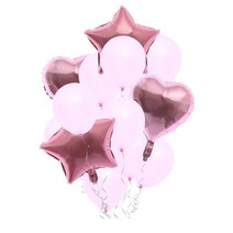 앤드유 하트 스타 은박 풍선 컨페티 혼합 풍선 10P 세트 생일파티 장식 이벤트 소품 파티용품, 1세트, 08. 핑크 라운드