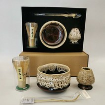 차선 말차 도구 4종 세트 황죽 일본식 핸드메이드 백본입 다선 말차잔, 블랙 말차잔 + 화이트 다선립 세트