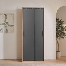 동서가구 이즈 데이브 1200 긴옷행거 슬라이딩 옷장, 내추럴-그레이, 04_800 행거 슬라이딩 옷장 IFO134