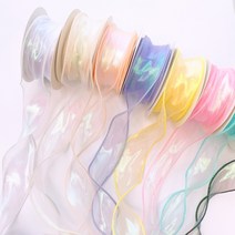 오간디 리본 청첩장 꽃 선물 포장 리본 공예 끈 구디백 포장, 펄 민트