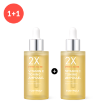 TONYMOLY 토니모리 2X 비타민C 토닝앰플 50ml 1+1 화사하게 탄력있게 촉촉하게 맑고 화사한 비타에너지로 피부톤 개선, 1개