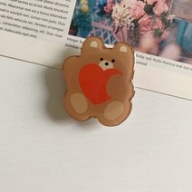 귀여운그립톡 귀여운 투명 그립톡 스탠드 브래킷 톡 홀더 핑거링, 하트 곰돌이