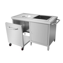 퇴식구 잔반 처리대 개수대 스텐 음식물 짬 수거대, 60X60X80CM