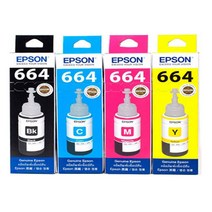 [EPSON] 완전 정품 L361 무한 프린터 충전용 T664검정+T664칼라 정품 4색 잉크 세트 검정 파랑 빨강 노랑 세트, L361프린터용 정품 T664검정+T664칼라4색세트