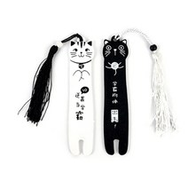 우드 고양이 책가름 끈 나무 책갈피 북마크, 색상, 블랙