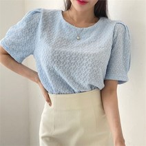 라원스타일 라원스타일 버블 라운드 핀턱 뒷단추 블라우스 (8761120)