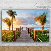 여름 해변 테마 사진 배경 코코넛 나무 천 아이 아기 생일 벽지 스튜디오 촬영, Viny220x150cm+BJWY3T18