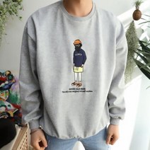 네스티나이스 커플 봄 가을 빵모자 자수 라운드 맨투맨 3color