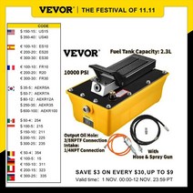 전동 공구 vevor 2 3l 연료 탱크 10000 psi 공기 유압 발 펌프 단동 200cm 오일 파이프 amp 자동 수리 오일 리깅 용 스프레이 건, 없음