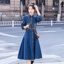 데님원피스 50대원피스 휴양지원피스 레이어드원피스Elegant Women Denim Dresses 2022 New Spring Autumn