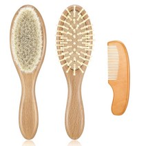 3pcs 헤어 브러시 빗 세트 신생아 헤어 브러시 키트 유아 빗 부드러운 양모 머리 나무 손잡이 아기 두피