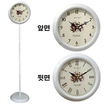 GB6051 무소음 양면 스탠드시계 화이트 장미 메탈 스탠드시계 HRS-19669 [스탠드시계]