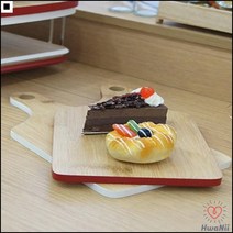 밝은느낌 베이직외형 카페조리도구 방송촬영소품 우드손잡이도마 나무손잡이도마, 레드
