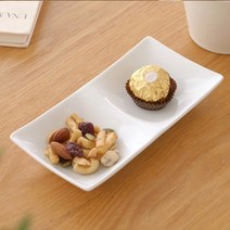 아트웨어 도자기 직사각 2절 나눔접시 찬기 종지 22cm, 기본