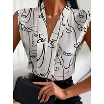 화이트 블랙 셔츠 레이스 오프숄더 블라우스 여름 패션 네스페이퍼 프린트 v넥 긴팔 캐주얼 탑 상의