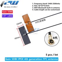 dmb안테나 tv 5 개몫 wifi 2.4g 고 이득 5dbi 내장 유연한 fpc 소프트 지그비 블루투스 모듈 ipex1ipex4-k 패치 5dbi, fpc-ipex4 케이블, 5cm