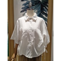 [4CUS]포커스 (FM2E7BL0570) 베이직 무지 메쉬 블라우스