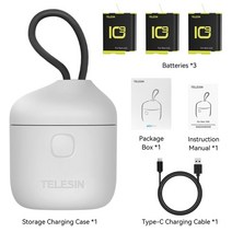 블랙박스보조배터리 telesin allin box 배터리 충전기 1750mah for, 배터리 3개 세트
