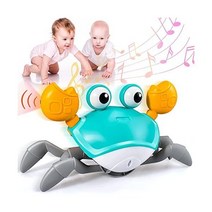 LOEVERY Crawling Crab Baby Toy Tummy Time Baby Toys with Music&LED Light Sensing Interactive Walki