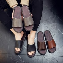 소가죽 미끄럼방지 호텔 실내 소음방지 실내화 슬리퍼, 255-260, 갈색