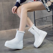 겨울 여성 스노우 부츠 통굽 발편한 키높이 부츠 8cm