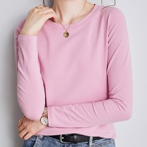 데일로엔 여성용 무지 라운드넥 긴팔 티셔츠