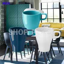 이케아 FARGRIK 커피 물컵 머그잔 홈카페, 터쿼이즈+컵받침 4SET