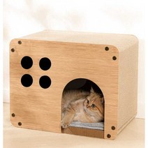 고양이 모래 고양이 긁는 판 긁힘 방지 내마모성 흘리지 않음 고양이 발톱 판 둥지 이중 발톱 분쇄기 사계절 범용 일본 겨울, 03. 43x33x32cm + 스크래치 판