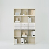 한샘 샘 책장 5단 120cm 서랍형 시공 (컬러 택1), 퓨어화이트_책장/베이지_서랍 (J)