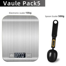계량저울 계량기 주방저울 LCD 디스플레이 5kg 전자 저울 측정과 주방 저울 디지털 다기능 스테인레스 스틸 저울, 밸류 팩 5
