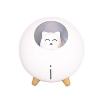 고양이 공기청정기 애견 악취 미세먼지 냄새제거 사랑스러운 애완 동물 행성 고양이 가습기 220ml 쿨 미스, 01 WHITE